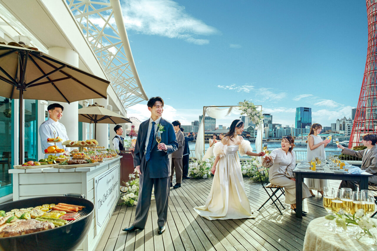OCEAN PLACE 神戸港を望むレストランウェディングの様子